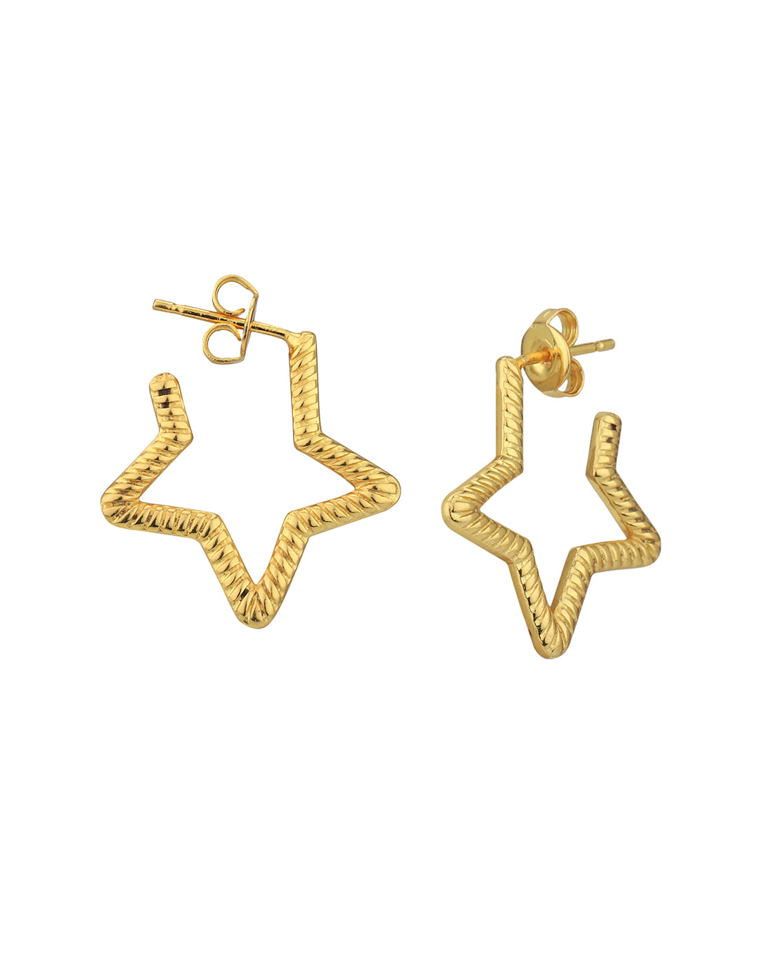 18kt Gold Plated Star Half Hoop Earring