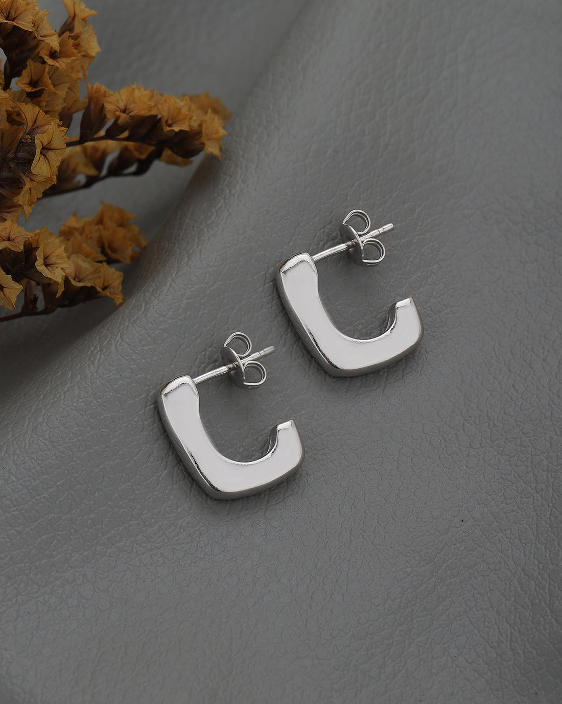 Rhodium Plated Contemporary Drop Earring