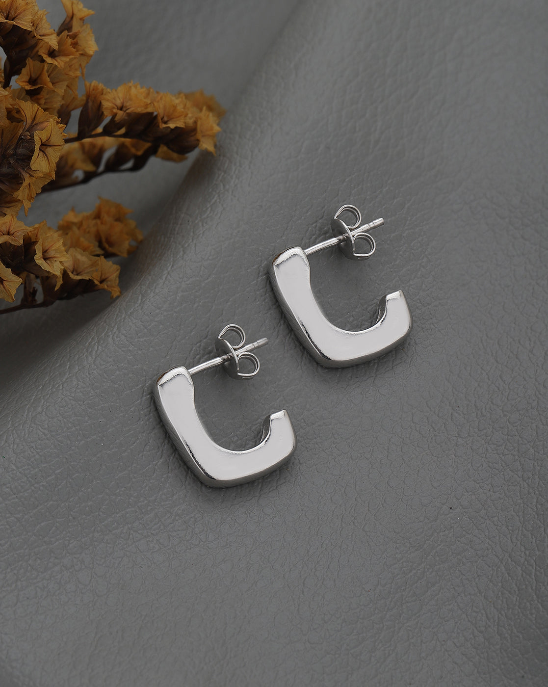 Rhodium Plated Contemporary Drop Earring