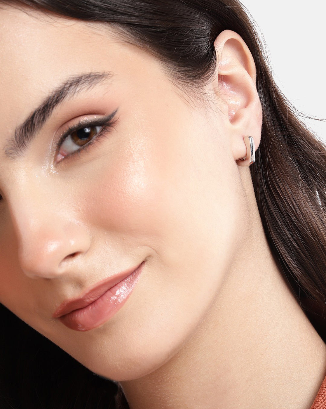 Rhodium Plated Contemporary Drop Earring