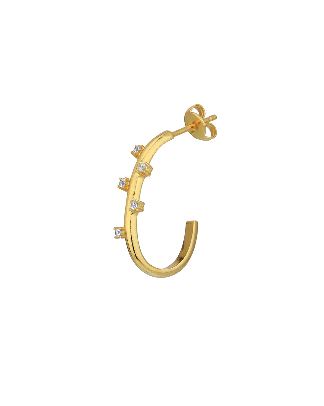 18kt Gold Plated with CZ Half Hoop Earring