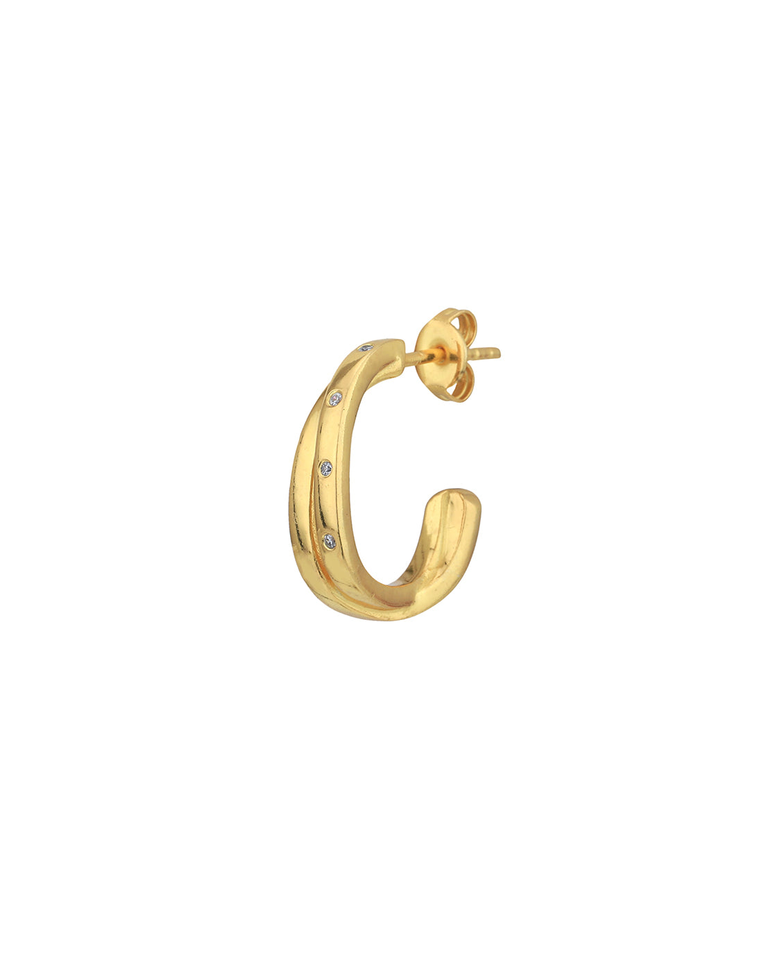 18kt Gold Plated with CZ Half Hoop Earring