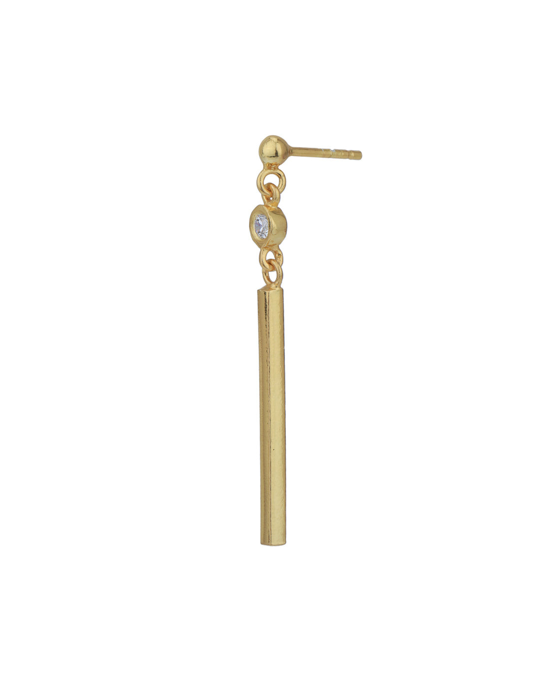 18kt Gold Plated with CZ Dangling Bar Drop Earring