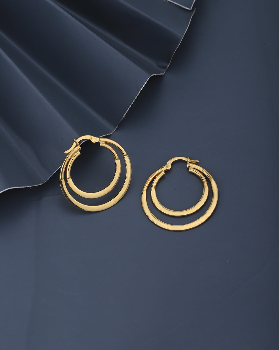 18kt Gold Plated Double Bar Hoop Earring
