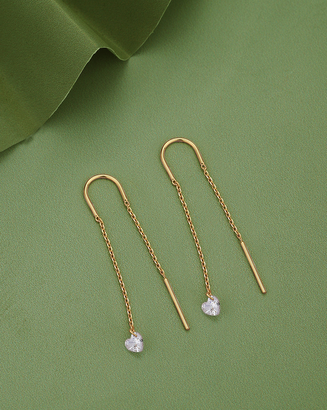 18kt Gold Plated Dangling Solitaire Threader Earring