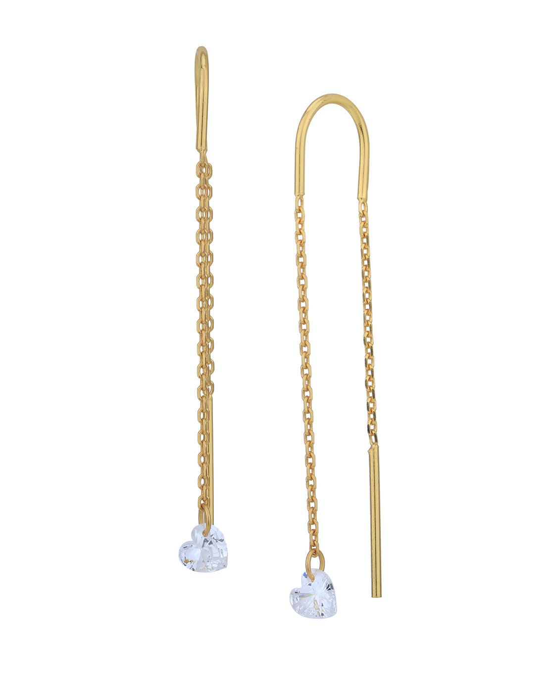 18kt Gold Plated Dangling Solitaire Threader Earring