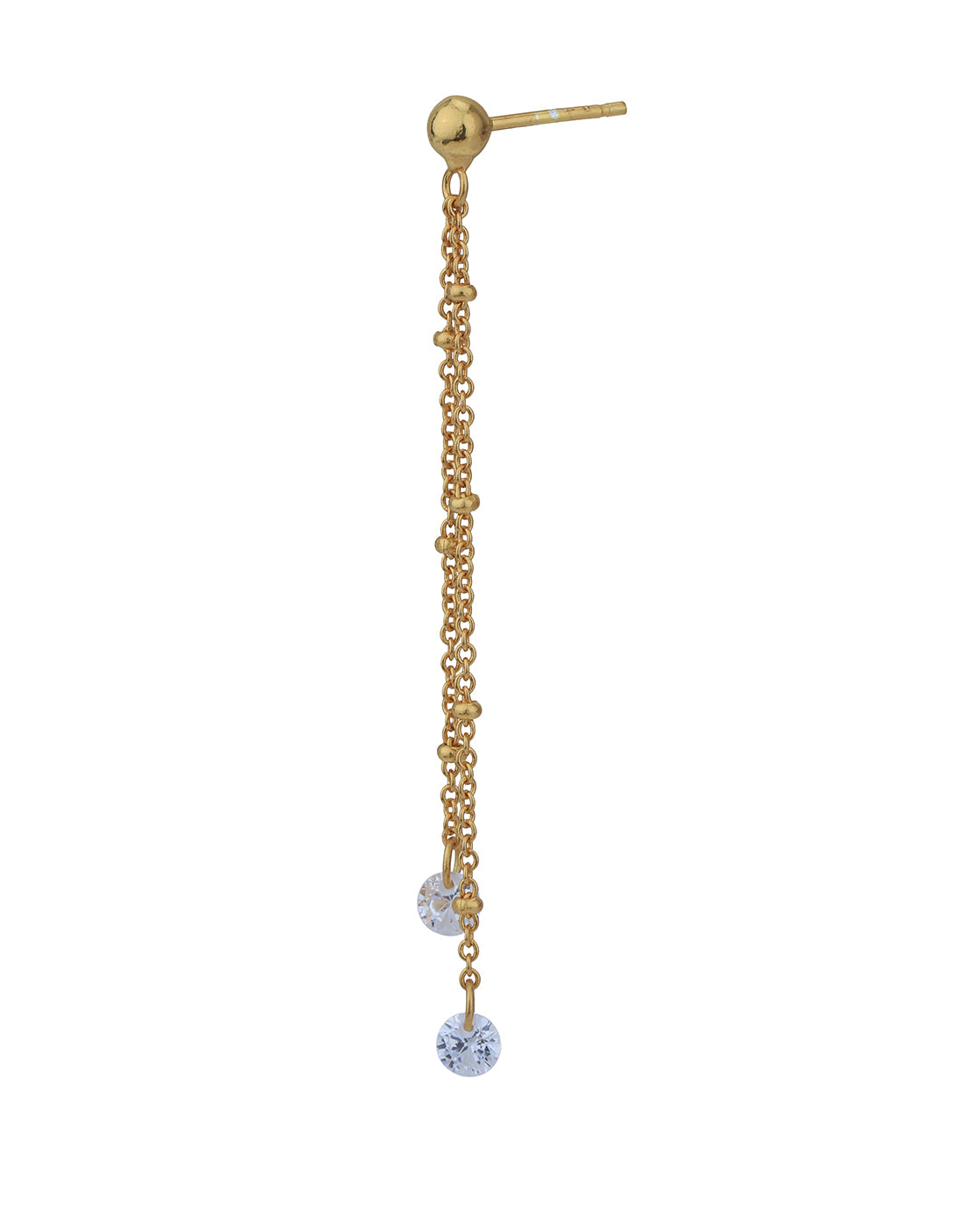 18kt Gold Plated Dangling Chain with CZ Drop Earring