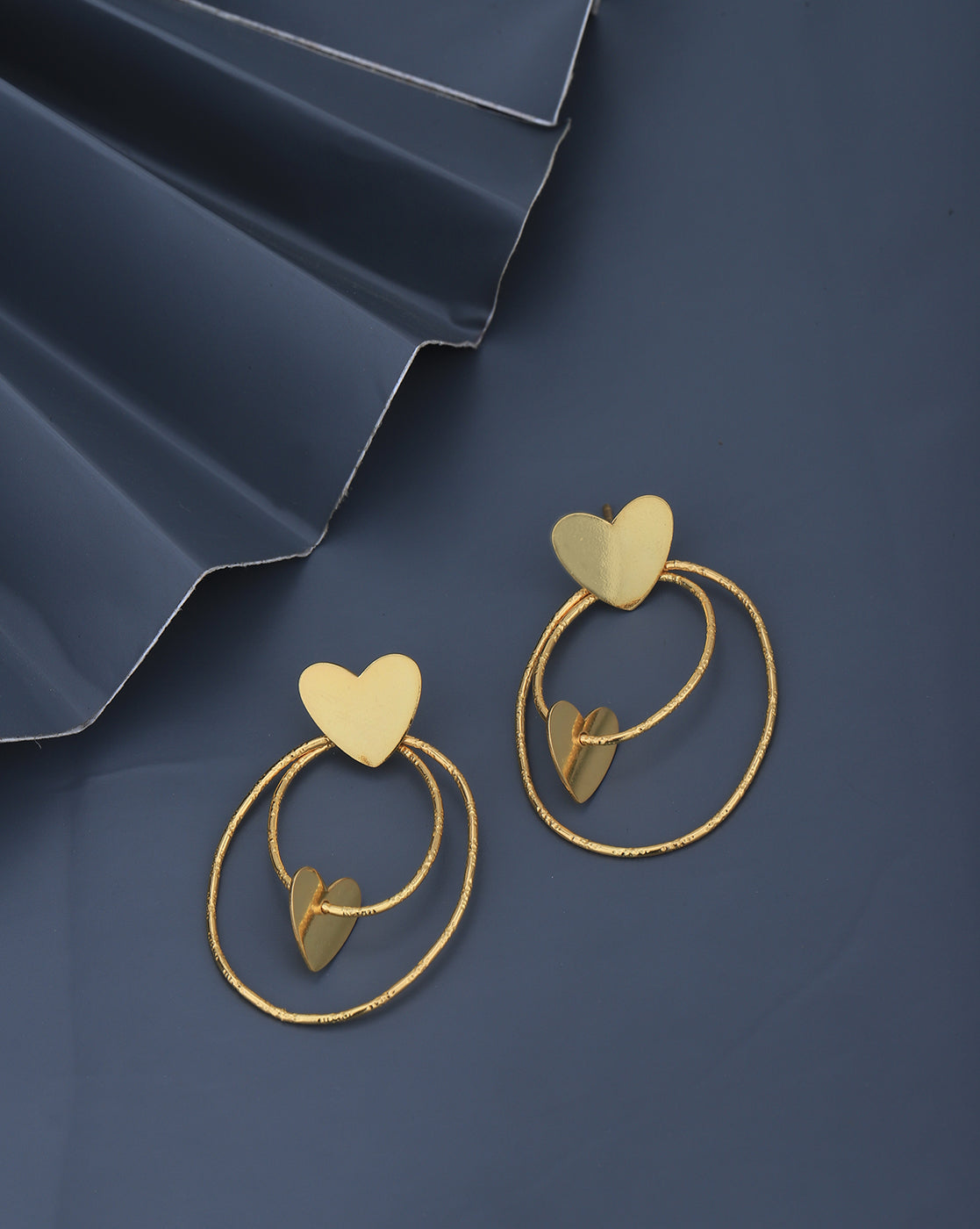18kt Gold Plated with Heart Drop Earring