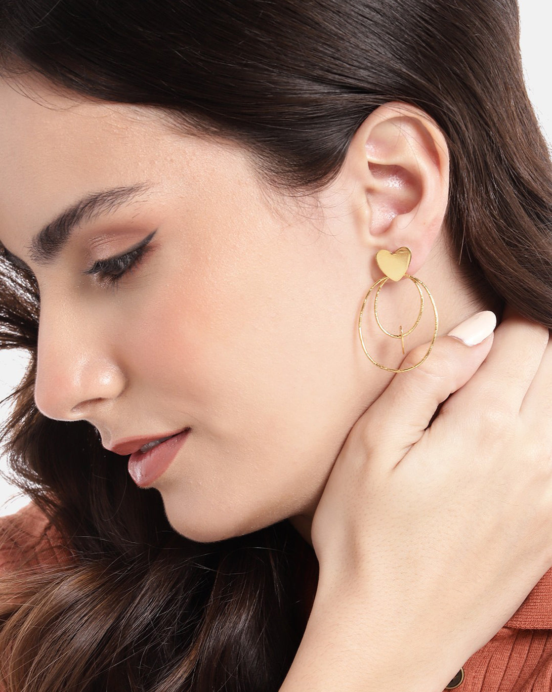 18kt Gold Plated with Heart Drop Earring