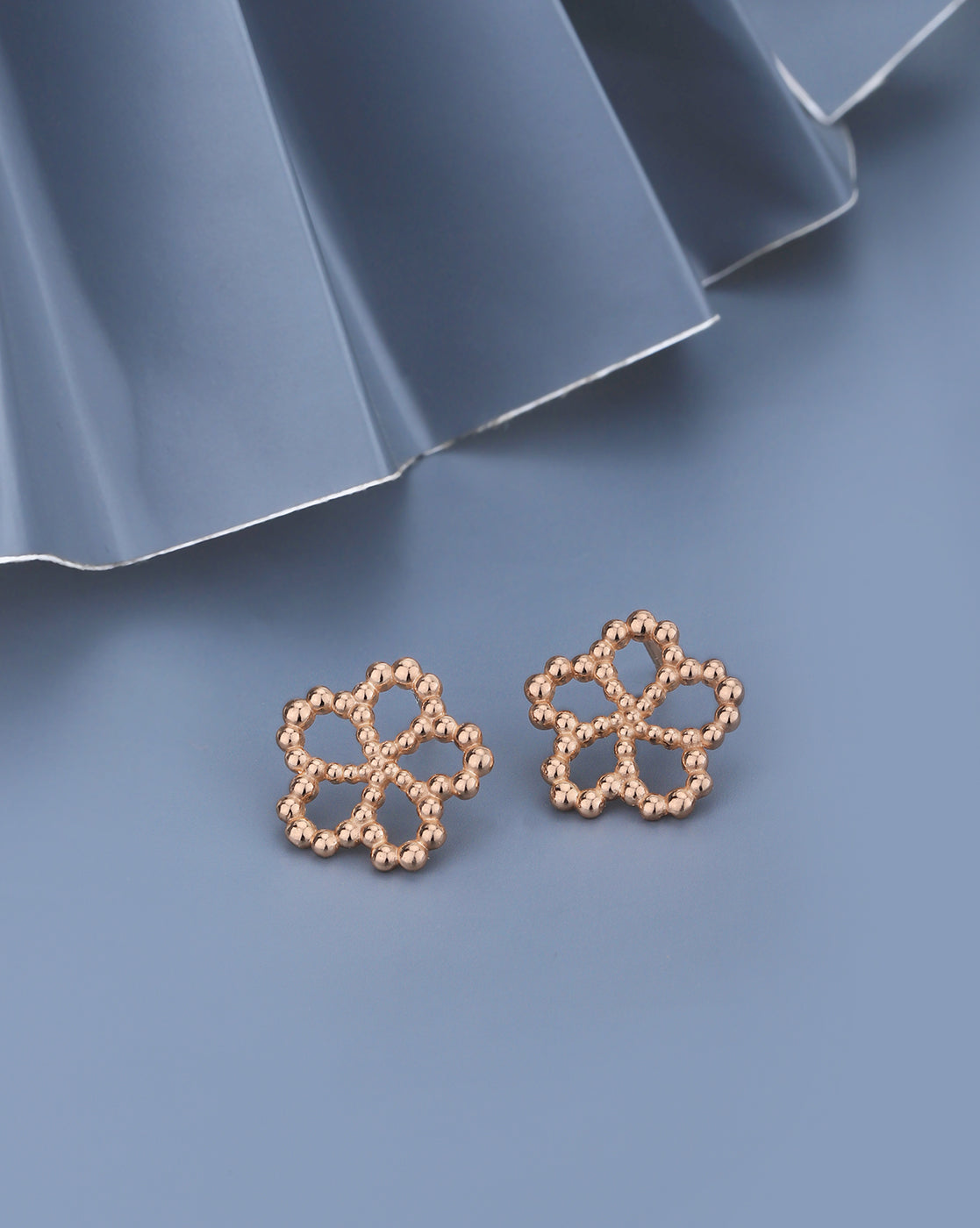 18kt Rose Gold Plated Floral Bold Stud Earring