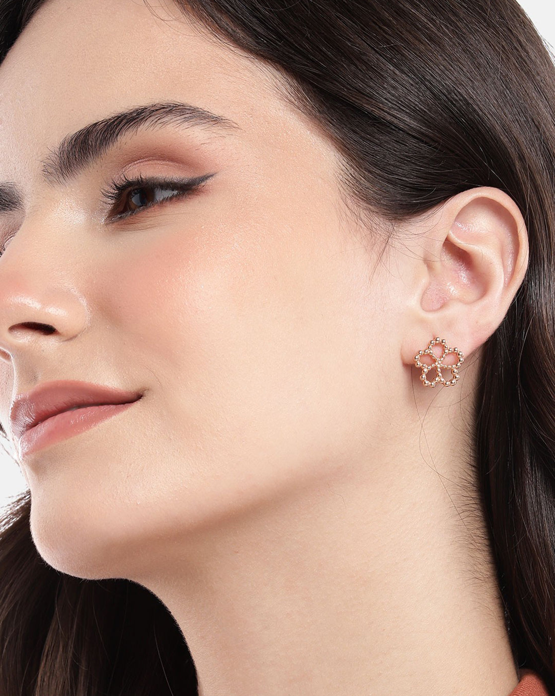18kt Rose Gold Plated Floral Bold Stud Earring