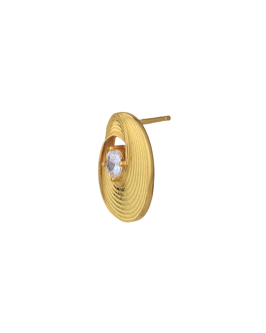 18kt Gold Plated with CZ Contemporary Stud Earring
