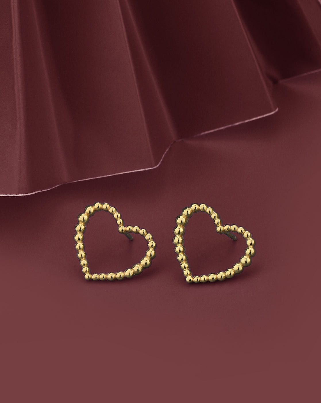 18kt Gold Plated Textured Heart Stud Earring