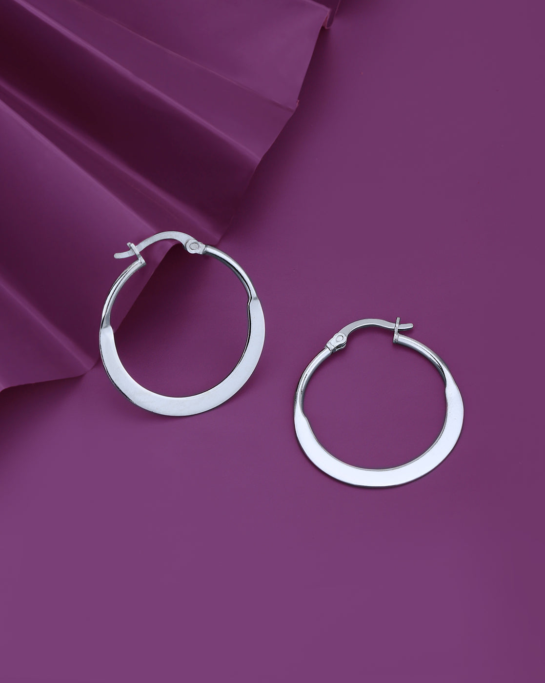 Rhodium Plated Hoop Earring