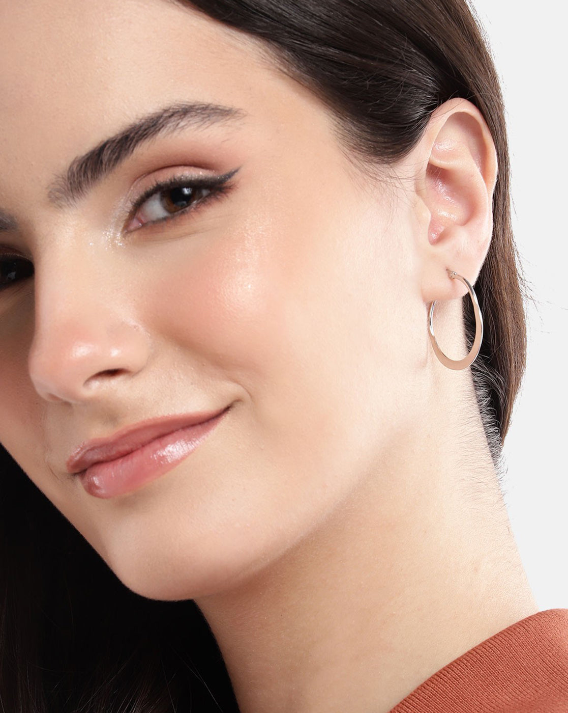 Rhodium Plated Hoop Earring