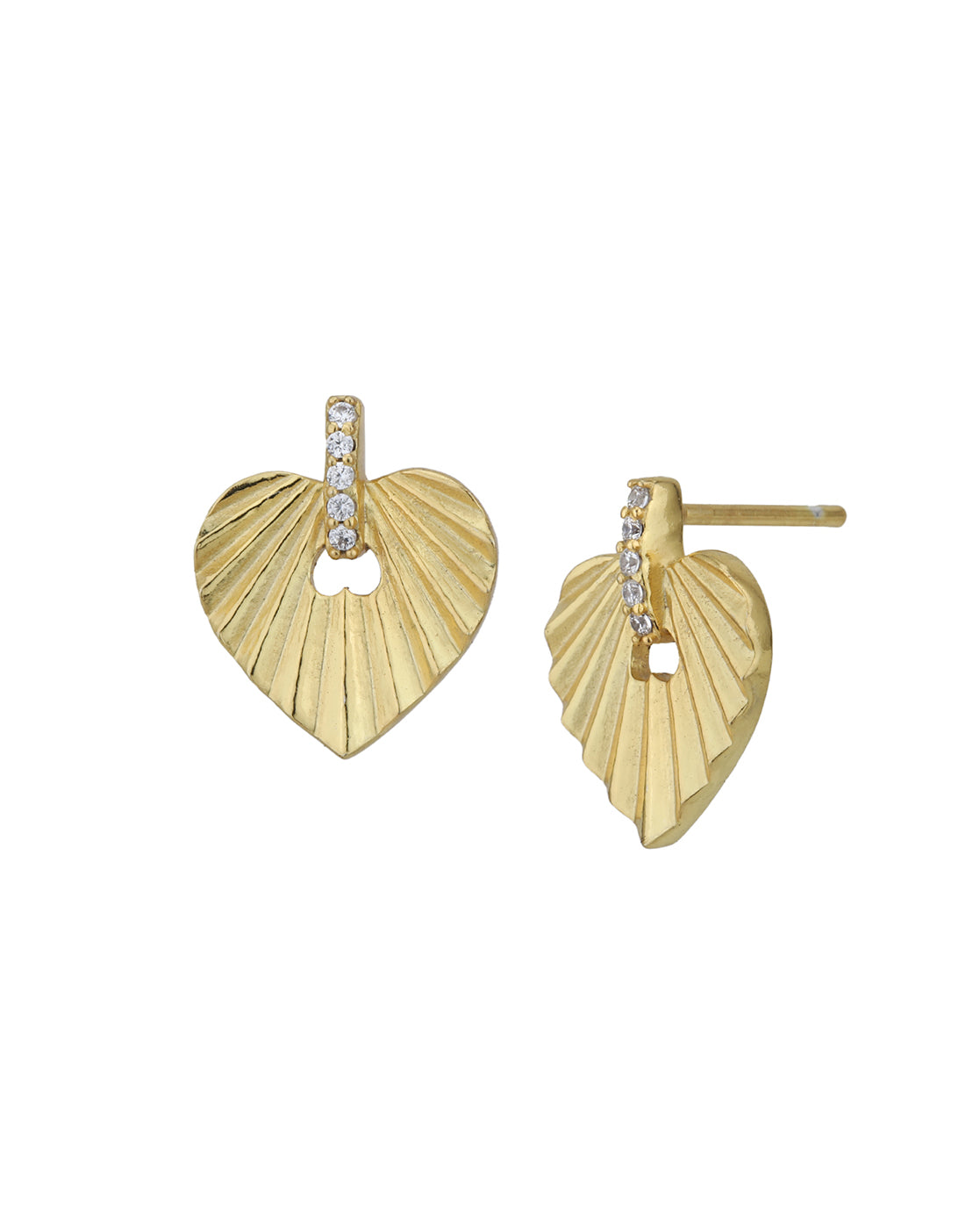 18kt Gold Plated with CZ Heart Drop Earring