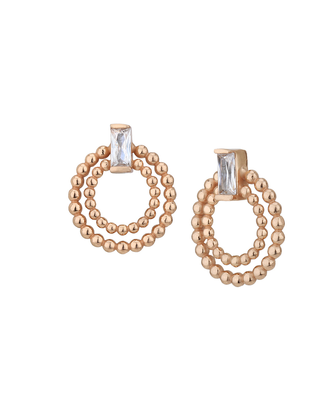 18kt Rose Gold Plated with CZ Circular Drop Earring