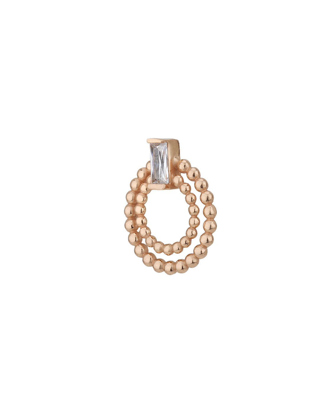 18kt Rose Gold Plated with CZ Circular Drop Earring