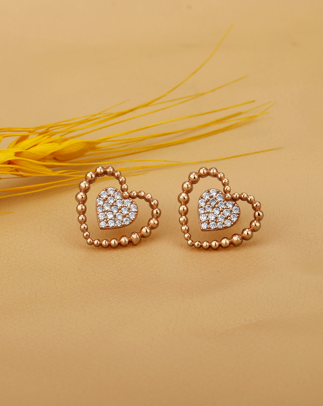 18kt Rose Gold Plated with CZ Bold Stud Earring