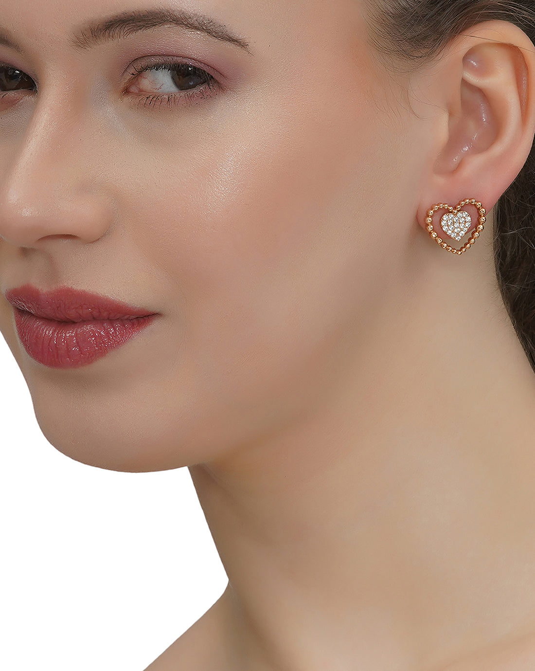 18kt Rose Gold Plated with CZ Bold Stud Earring