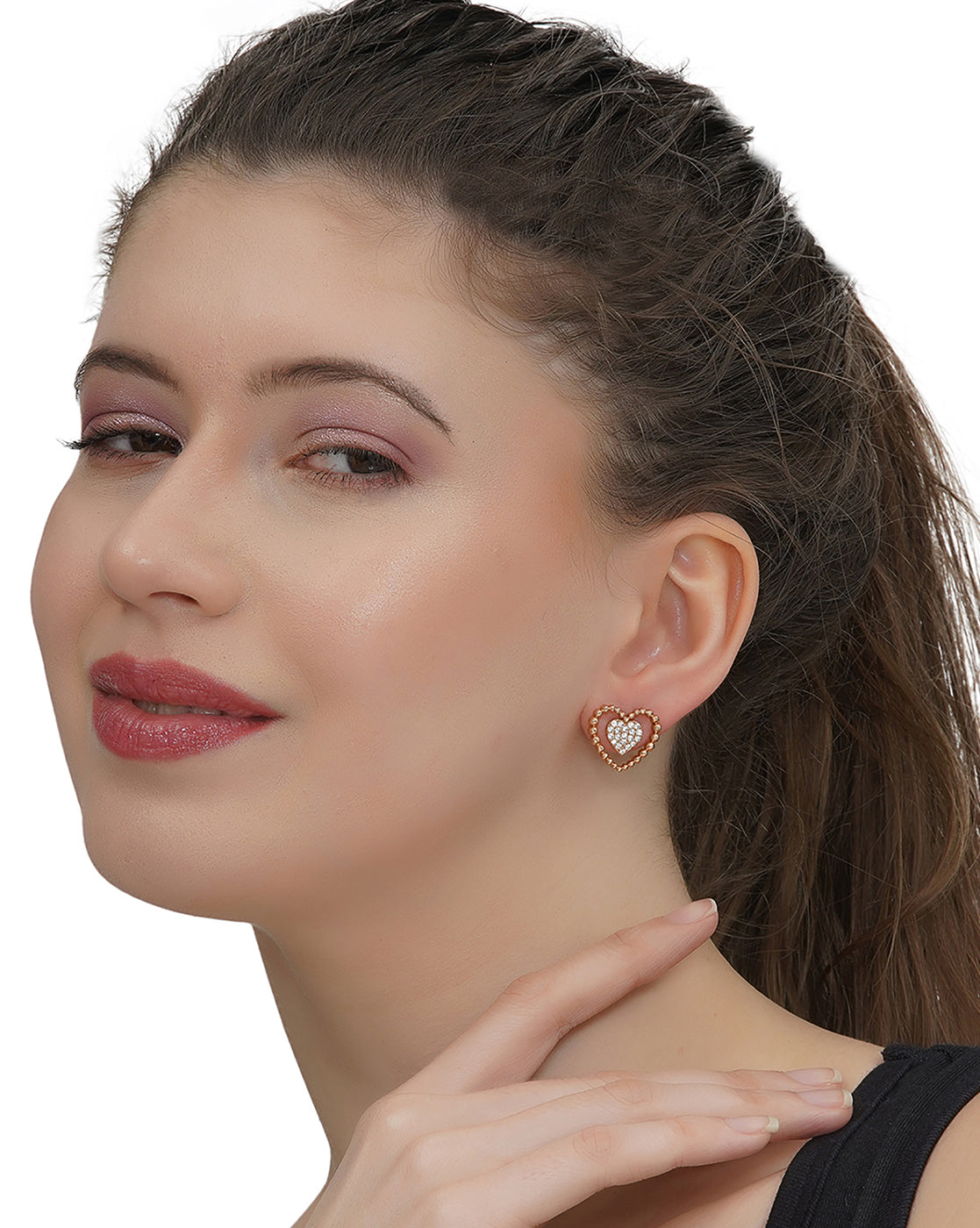 18kt Rose Gold Plated with CZ Bold Stud Earring