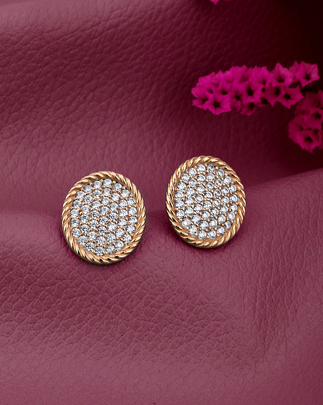 18kt Rose Gold Plated with CZ Fancy Stud Earring