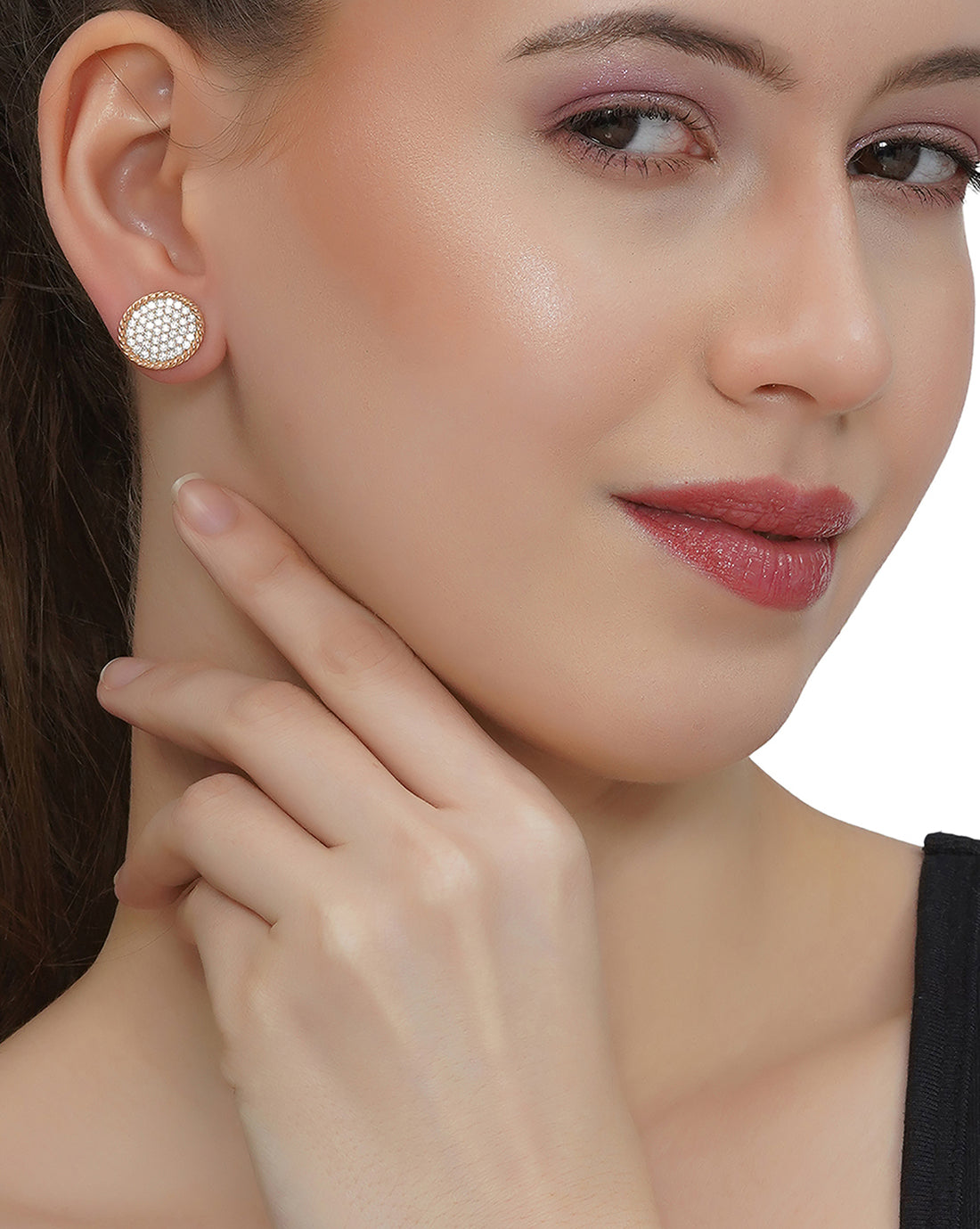 18kt Rose Gold Plated with CZ Fancy Stud Earring