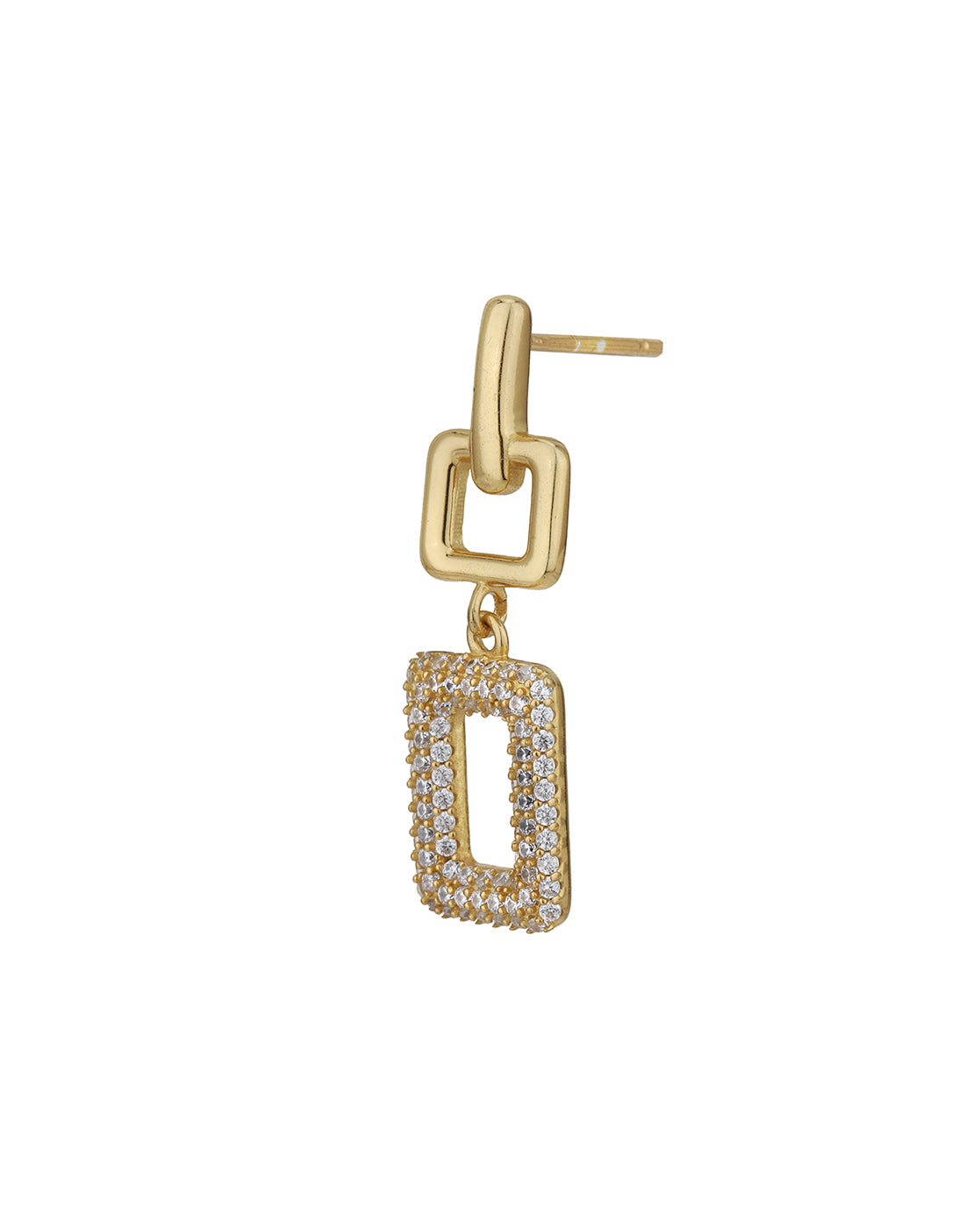 18kt Gold Plated with CZ Contemporary Drop Earring
