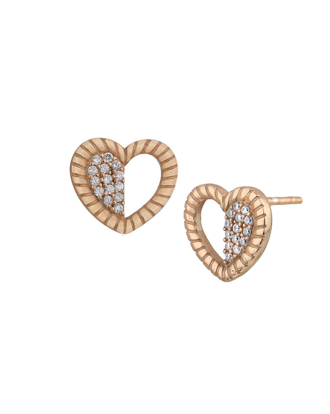 18kt Rose Gold Plated with CZ Heart Stud Earring