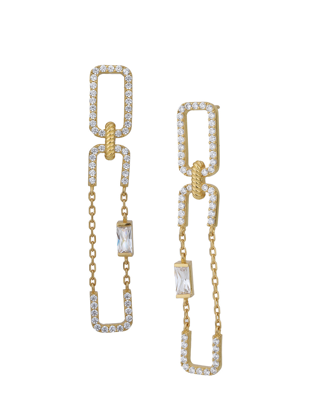 18kt Gold Plated with CZ Contemporary Fancy Drop Earring