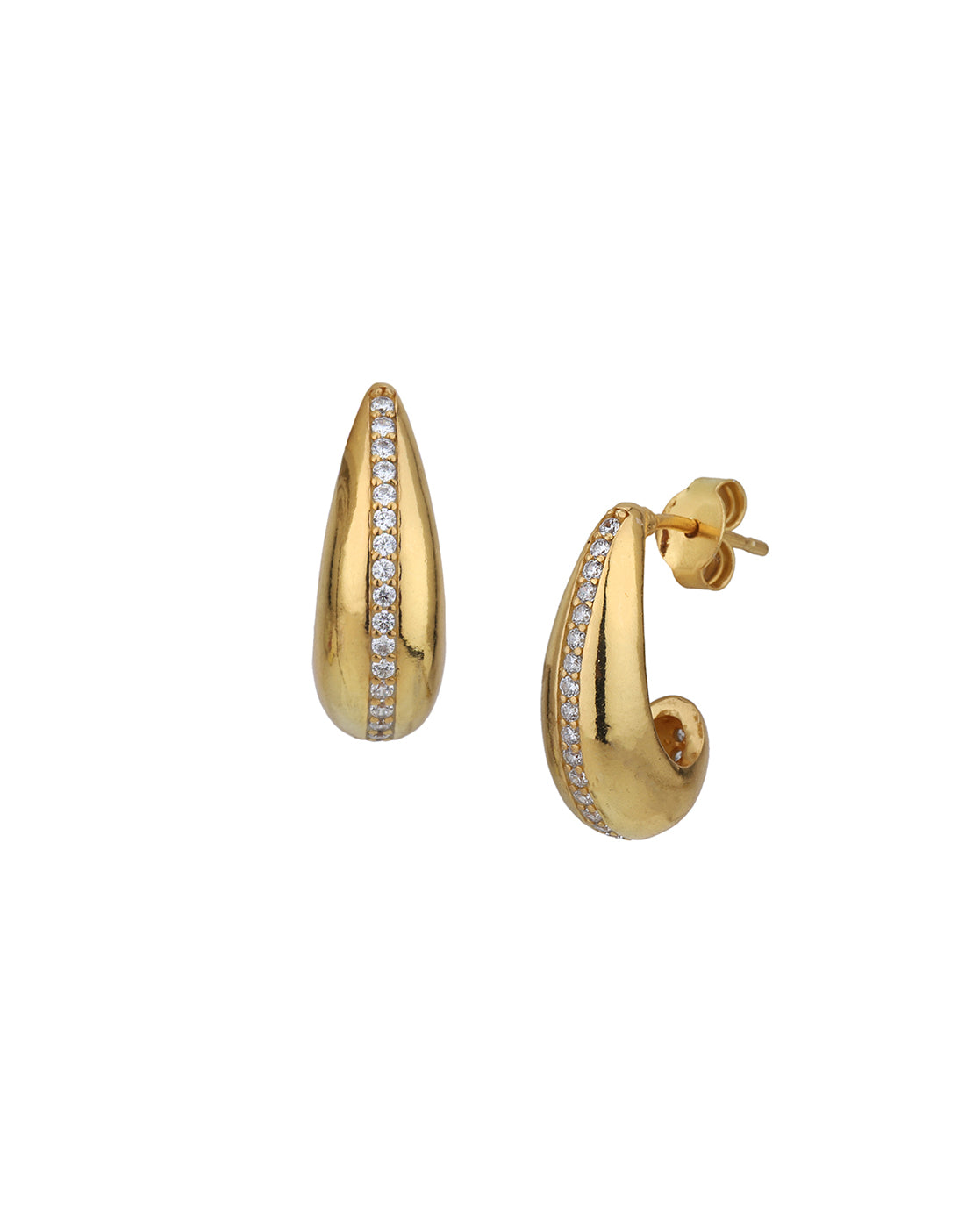 18kt Gold Plated with CZ Fancy Half Hoop Earring