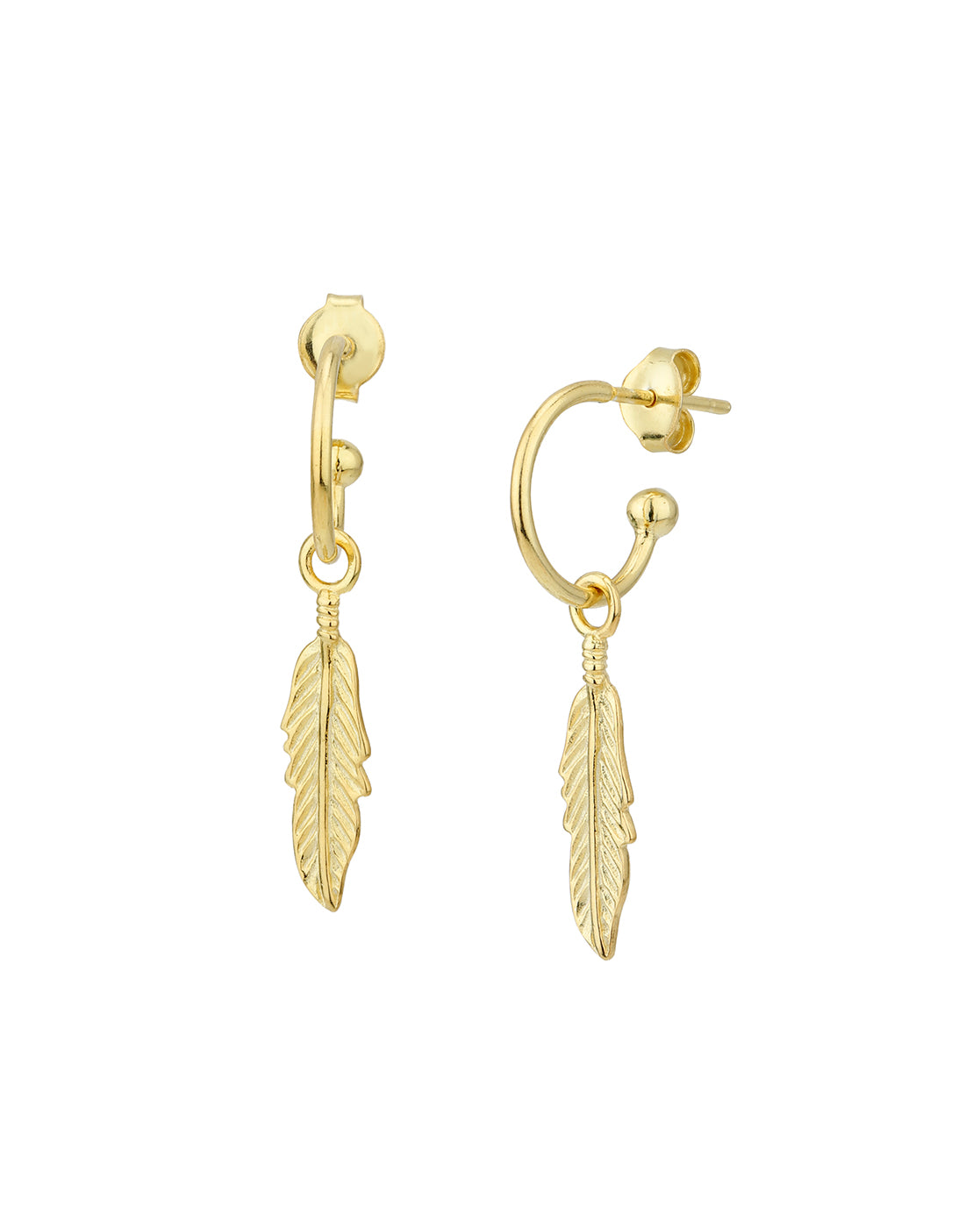 18kt Gold Plated with Dangling Leaf Half Hoop Earring
