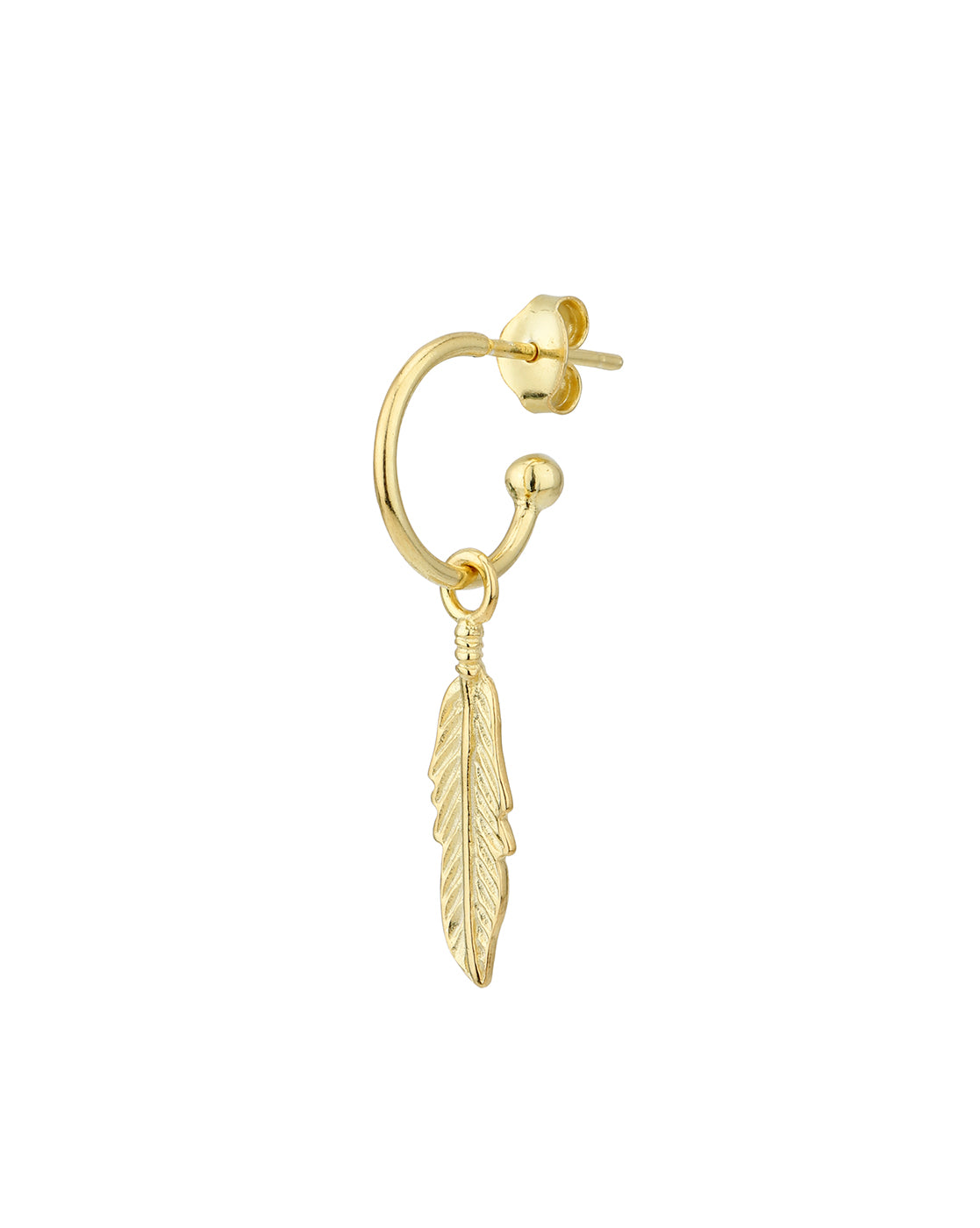 18kt Gold Plated with Dangling Leaf Half Hoop Earring