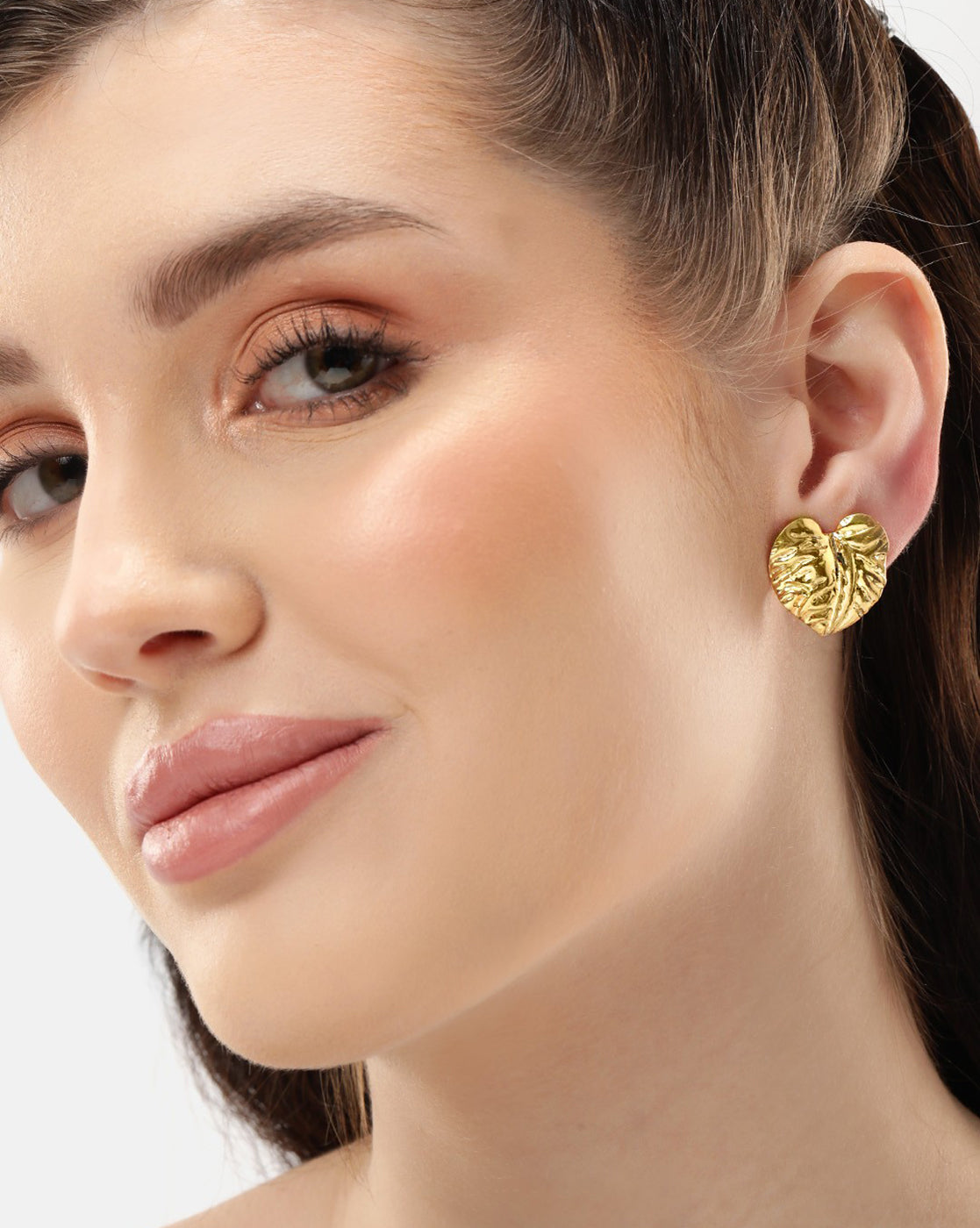 18kt Gold Plated with Heart Bold Stud Earring