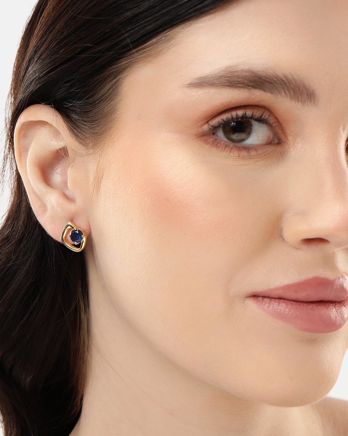 18kt Gold Plated CZ Contemporary Stud Earring