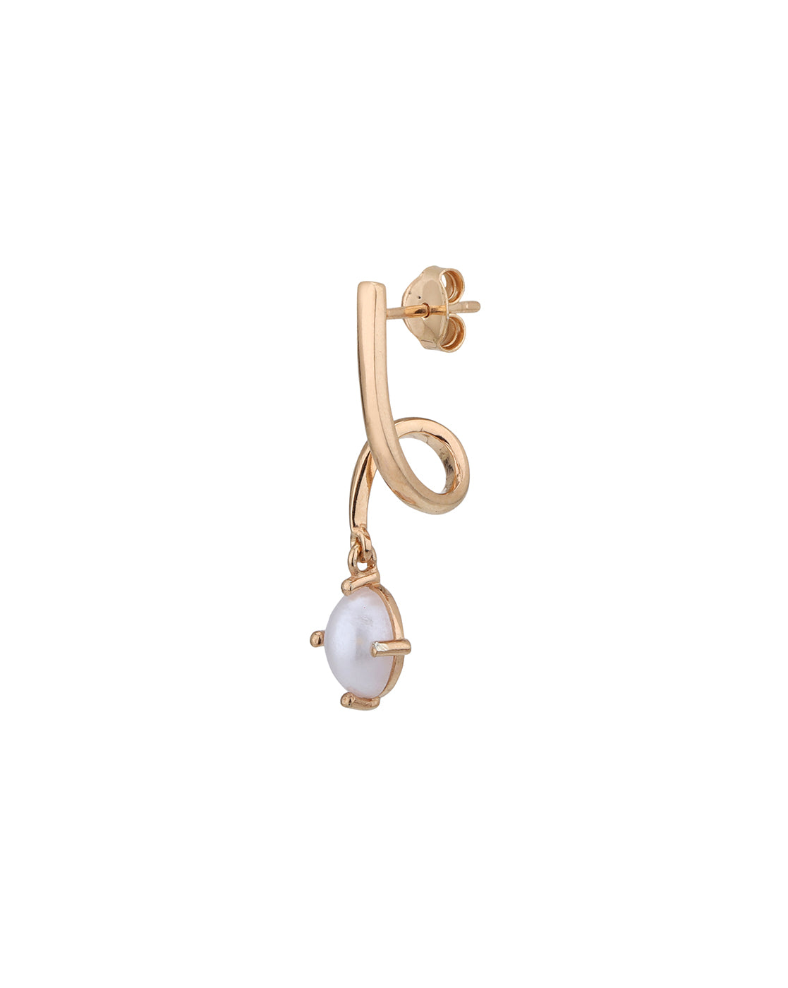 18kt Rose Gold Plated with Pearl Contemporary Drop Earring