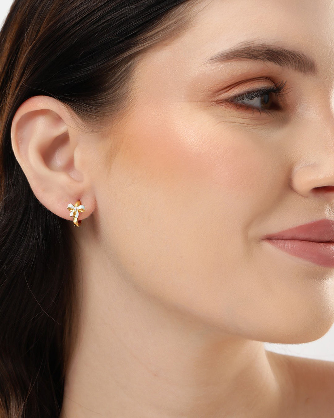 18kt Gold Plated BOW Enamel Hoop Earring