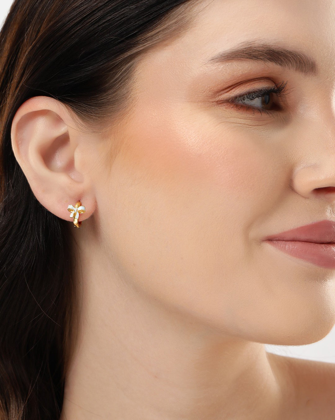 18kt Gold Plated BOW Enamel Hoop Earring