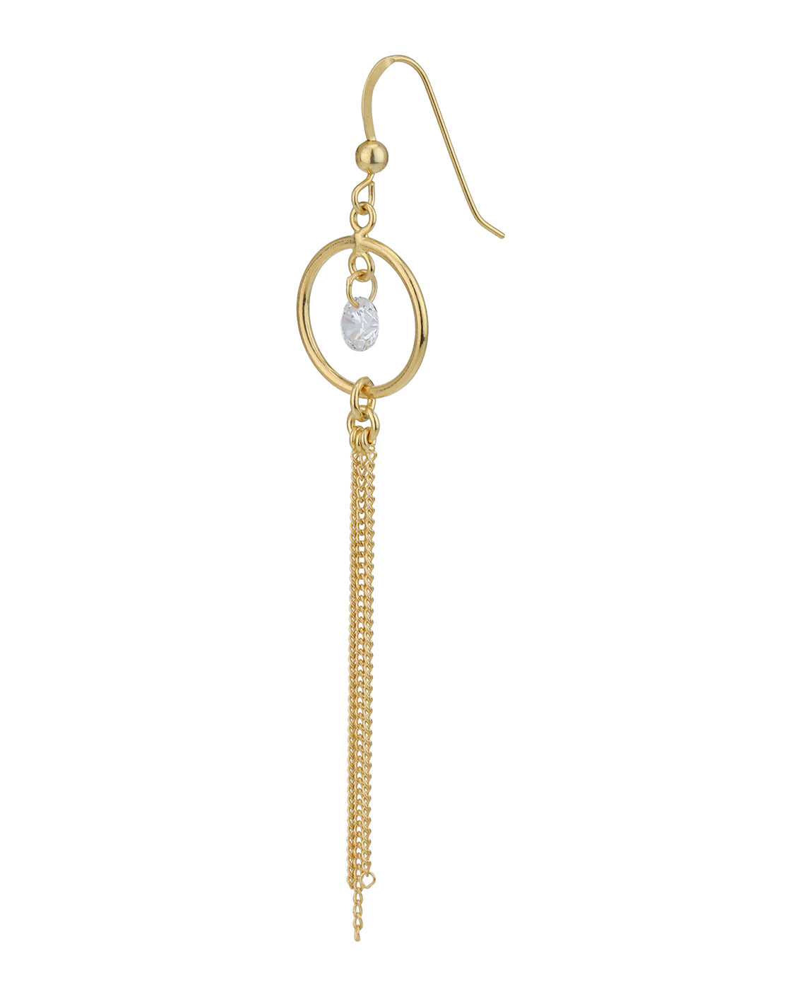 18kt Gold Plated with CZ and Dangling Chain Drop Earring