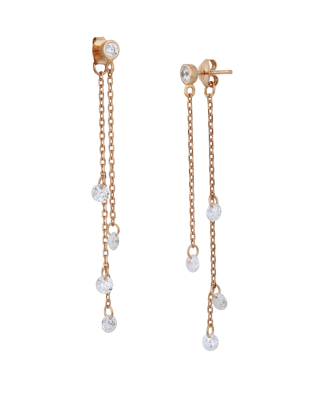 18kt Rose Gold Plated with Chain and CZ Drop Earring