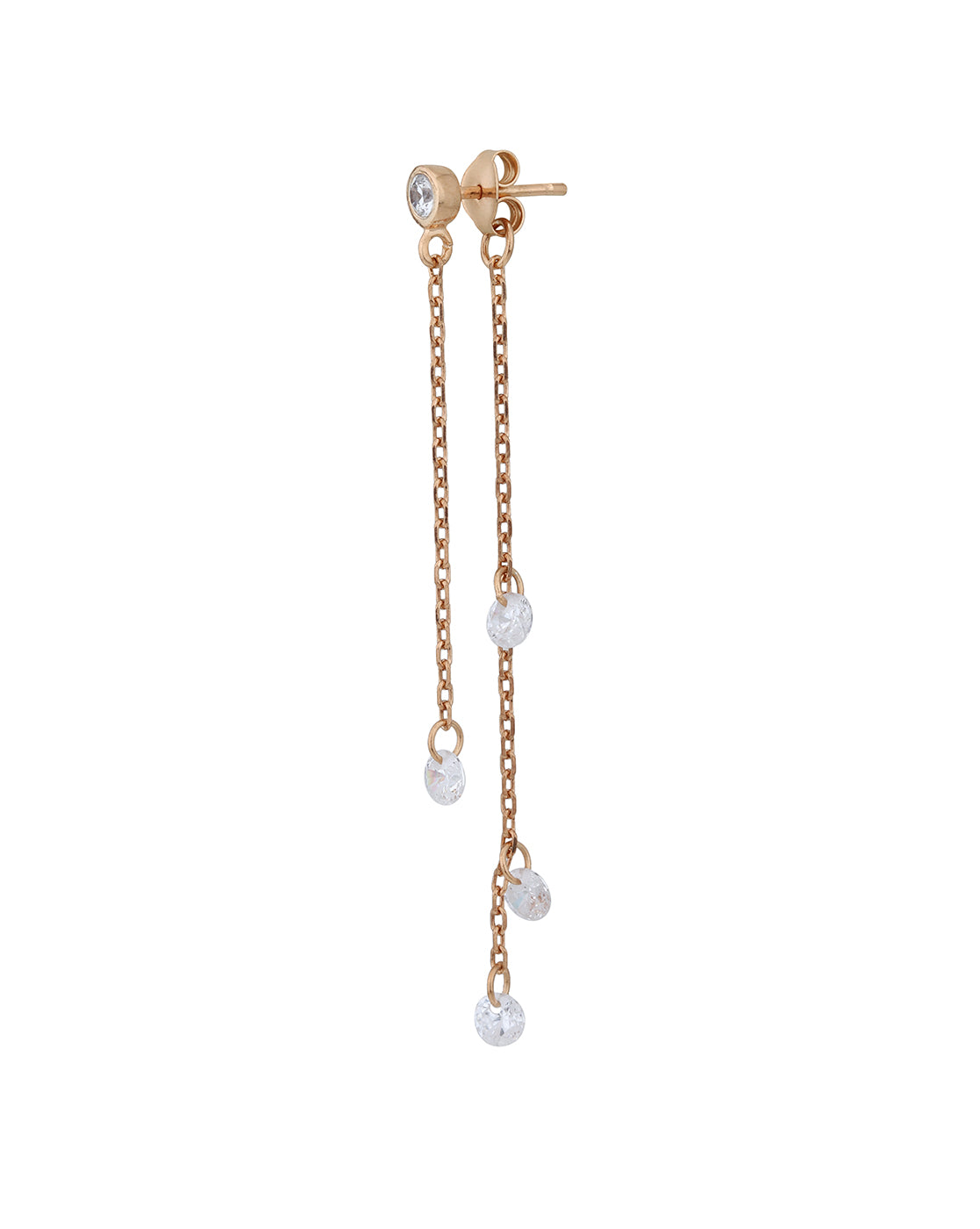 18kt Rose Gold Plated with Chain and CZ Drop Earring