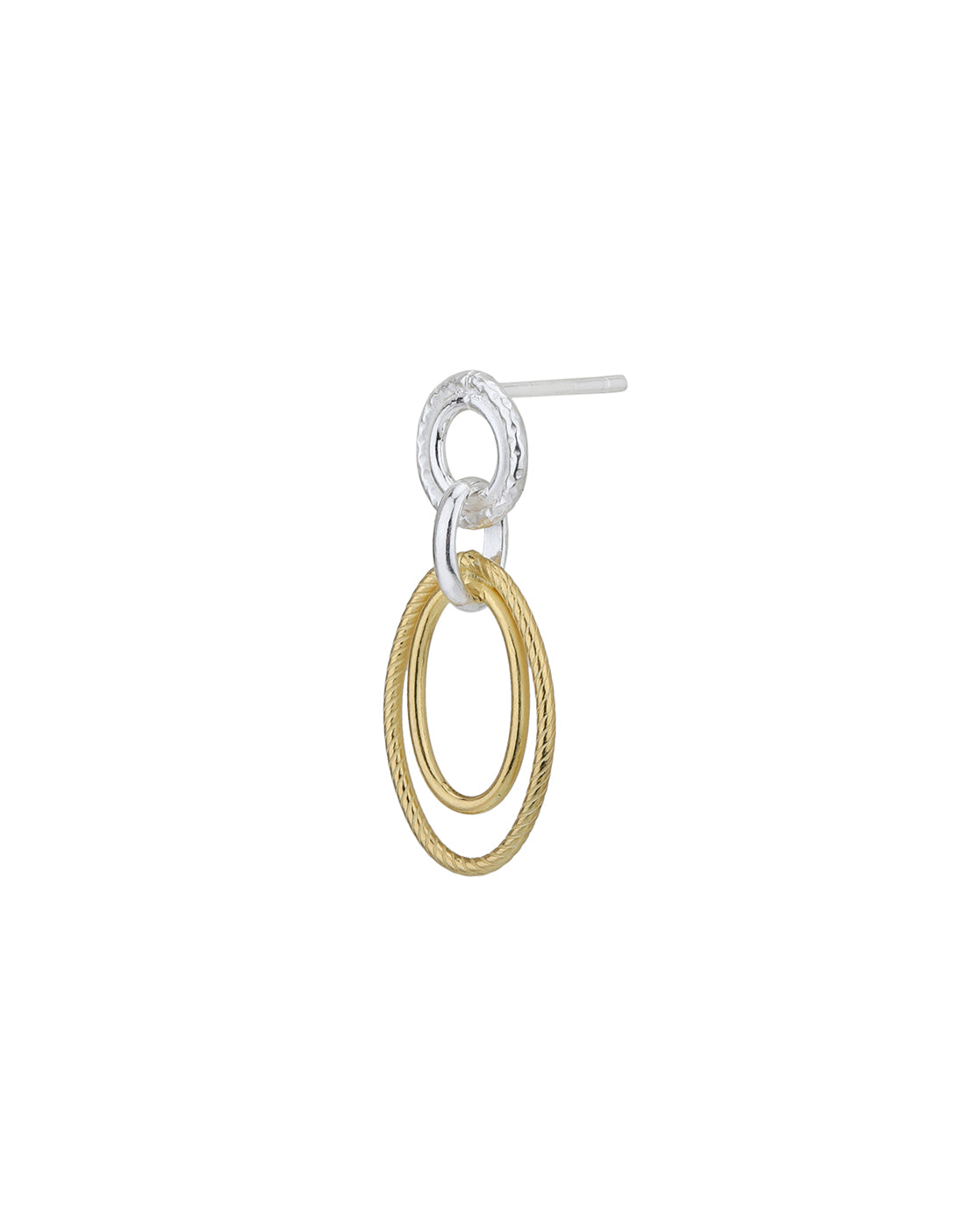 18kt Gold and Rhodium Plated Oval Drop LINK Earring