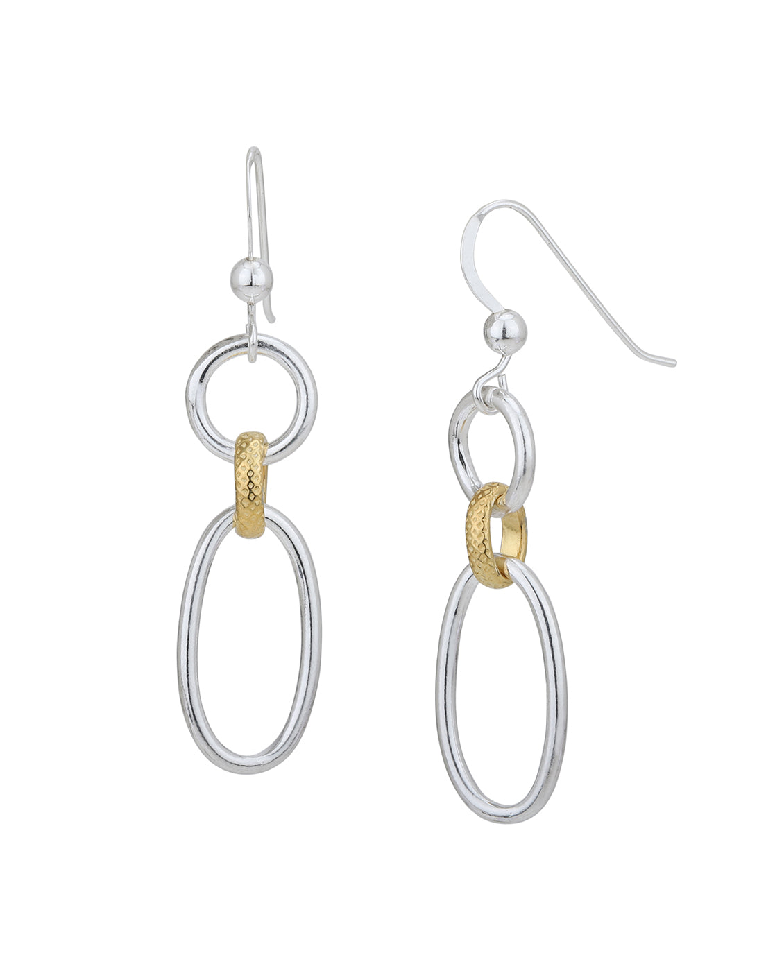 Rhodium with 18kt Gold Plated Contemporary Drop Earring