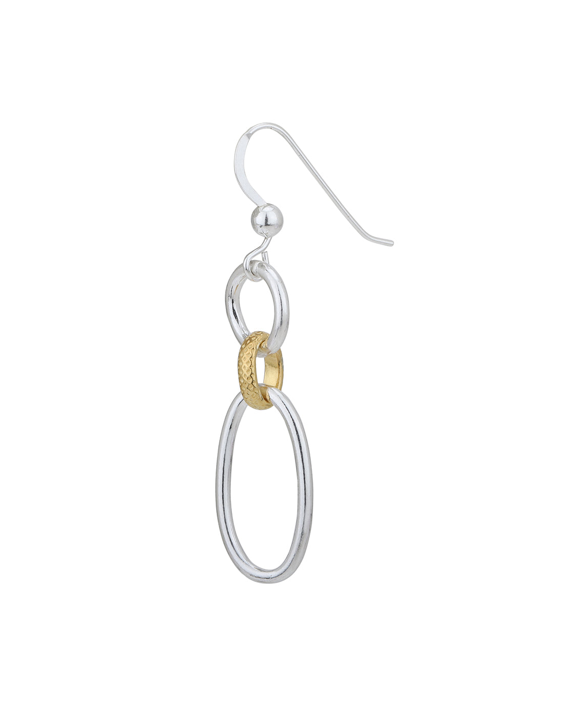 Rhodium with 18kt Gold Plated Contemporary Drop Earring