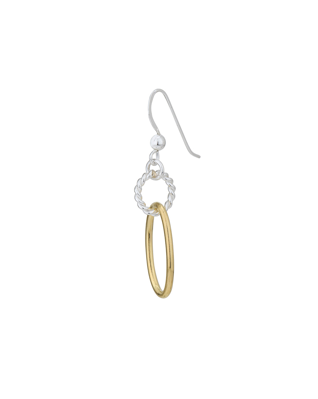 18kt Gold and Rhodium Plated Oval Drop Earring
