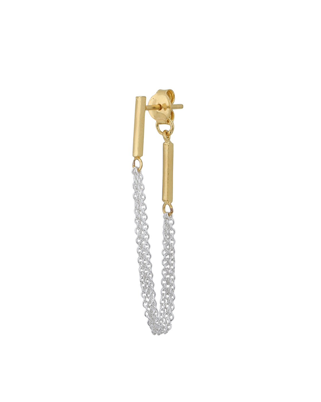 18kt Gold and Rhodium Plated Contemporary Drop Earring