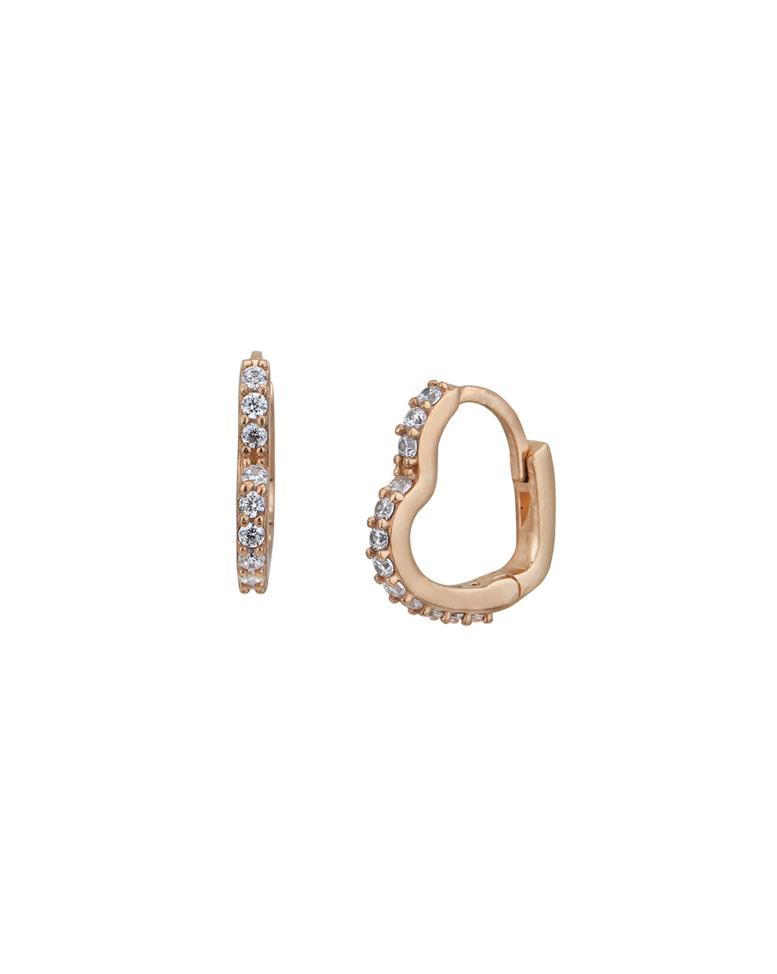 18kt Rose Gold CZ Heart Hoop Earring