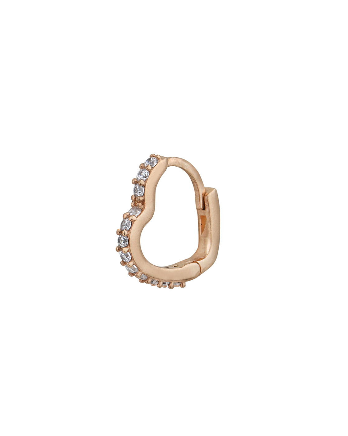 18kt Rose Gold CZ Heart Hoop Earring