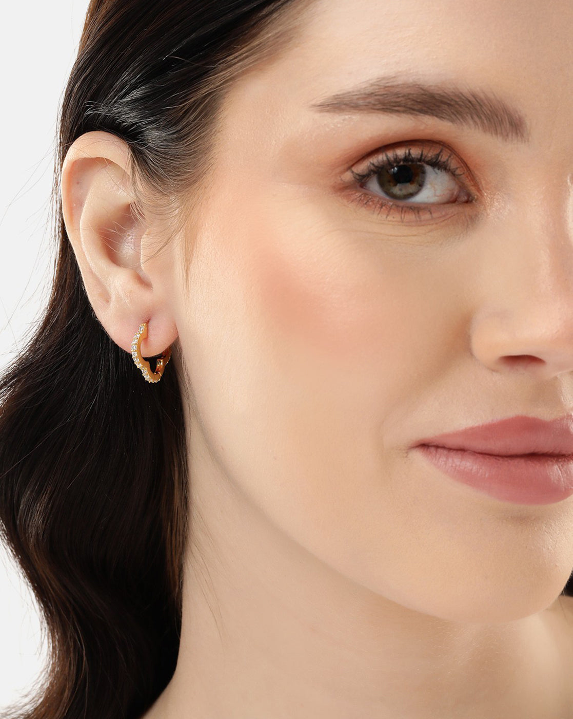 18kt Gold Plated with CZ 4-CLOVER Hoop Earring