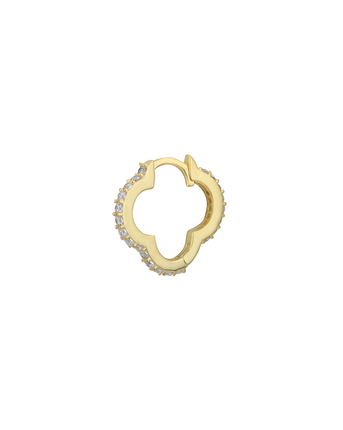 18kt Gold Plated with CZ 4-CLOVER Hoop Earring